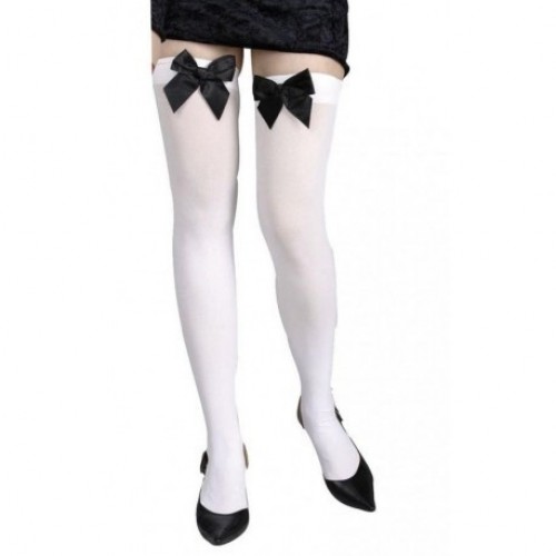MEDIAS T-UNICA MUSLO BLANCA C/LAZO NEGRO
