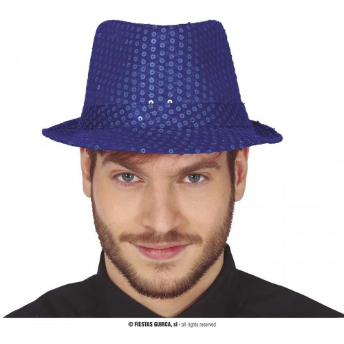    GORRO GANSTER LENTEJUELAS AZUL