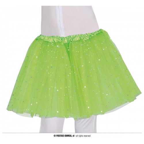 TUTU VERDE LIMA CON ESTRELLAS 30CMS