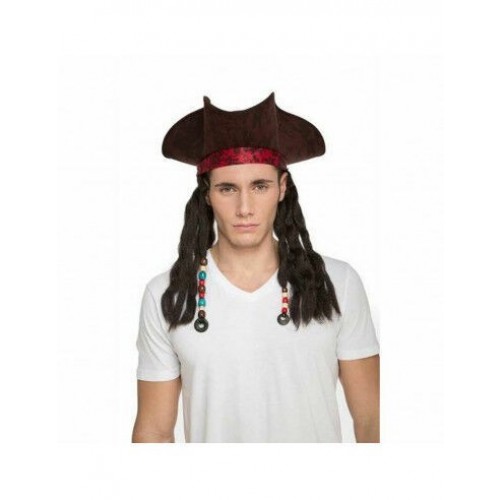SOMBRERO PIRATA CON TRENZAS