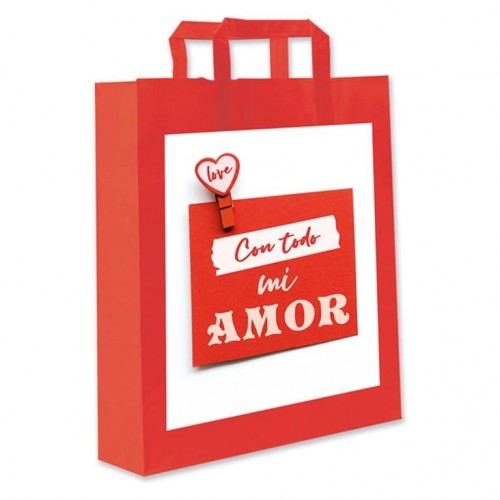 BOLSA ROJA CON TODO MI AMOR  32X37CM