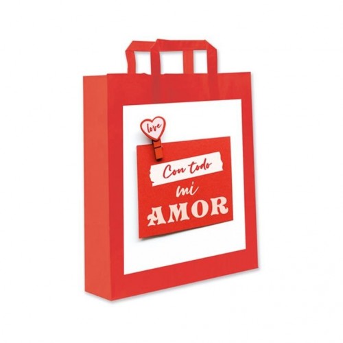 BOLSA ROJA CON TODO MI AMOR 34X25CM