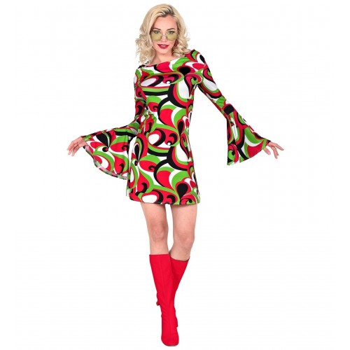  DISFRAZ T-XL VESTIDO CHICA AÑOS 70