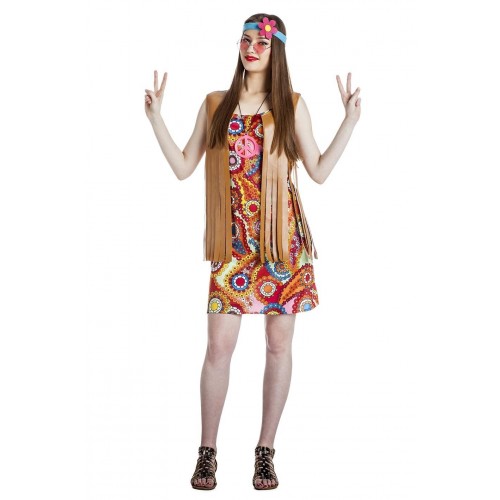  DISFRAZ T-XXL VESTIDO HIPPIE