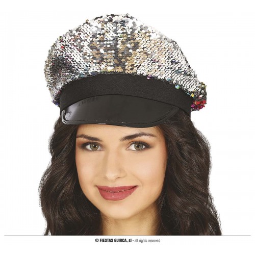    GORRA LENTEJUELAS PLATA