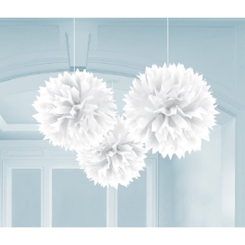   3 POMPONES BLANCOS 40CM