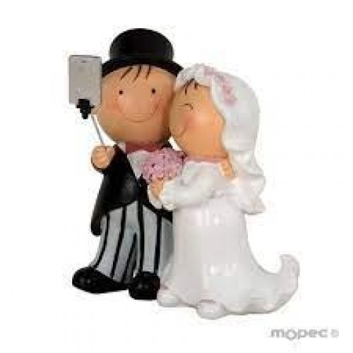 FIGURA NOVIOS FOTO SELFIE 16CM
