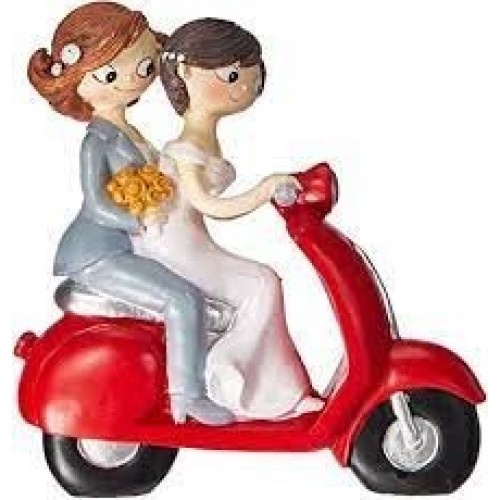 FIGURA NOVIAS EN MOTO 17CM