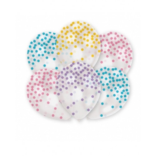6 GLOBO 11" LATEX CONFETI PASTEL 27,5CM
