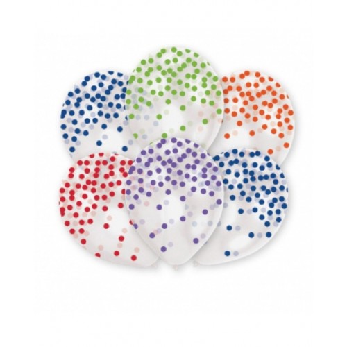 6 GLOBOS 11" LATEX  CONFETI SURTIDO 27,5