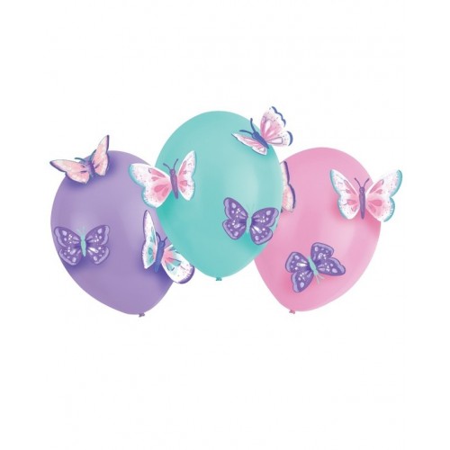 3 GLOBOS 14" LATEX CON MARIPOSA DE PAPEL