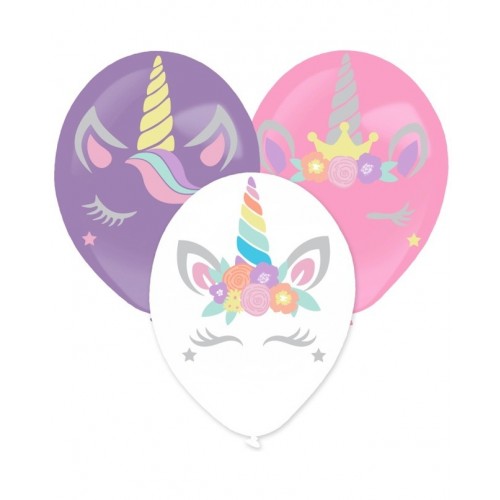 3 GLOBOS 11" LATEX UNICORNIO PEGATINA