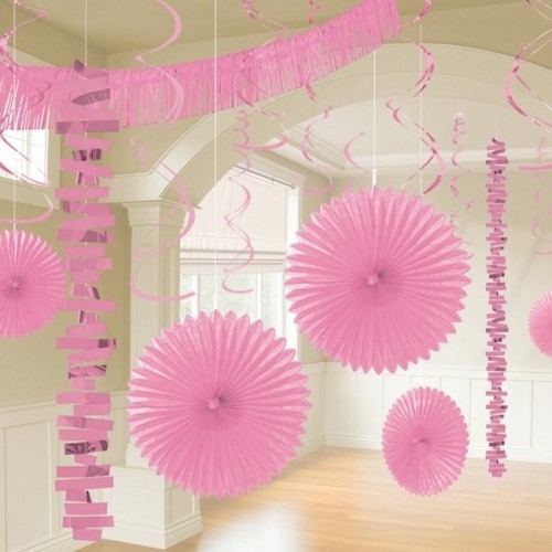   KIT 18PZ DECORACION TECHO ROSA