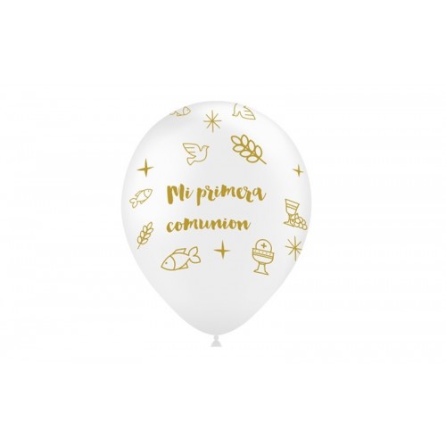 8 GLOBOS 11" 112M96 BLANCO COMUNION