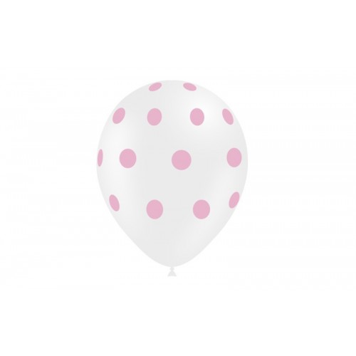 8 GLOBOS 11" 112P204 BLANCO LUNAR ROSA
