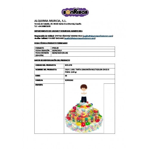 TARTA CHUCHE 3 PISO COMUNION NIÑO MULTIC