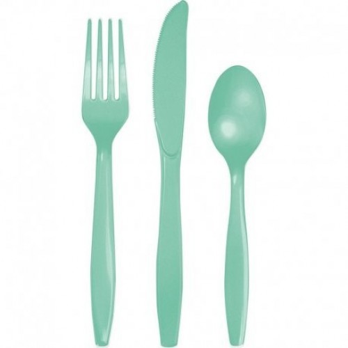   18 CUBIERTOS SURTIDOS VERDE MENTA