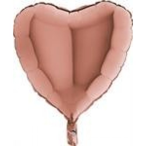   GLOBO 18" FOIL CORAZON ORO ROSA