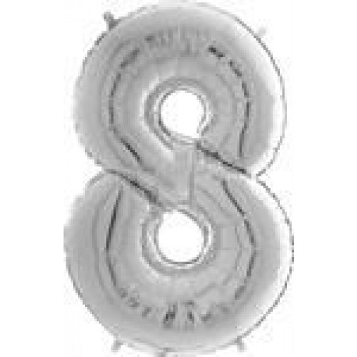   GLOBO 26" FOIL FORMA N8 PLATA