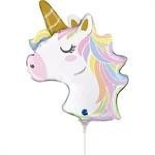 GLOBO 14" PALO FOIL CABEZA UNICORNIO