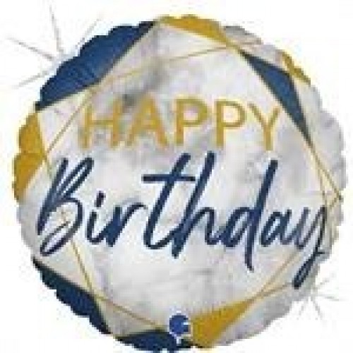 GLOBO 18" FOIL RND H.BIRTHDAY AZUL/ORO