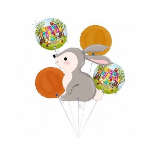 BOUQUET 5 GLOBOS HAPPY BIRTHDAY