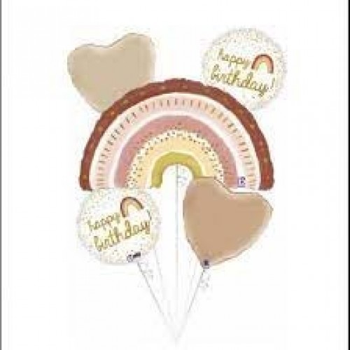 BOUQUET 5 GLOBOS ARCOIRIS BIRTHDAY