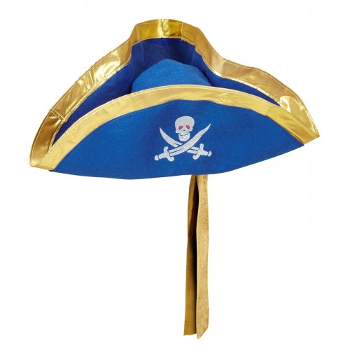 SOMBRERO FIELTRO PIRATA AZUL