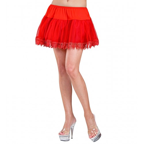 FALDA ENAGUA T-UNICA BORDE ENCAJE ROJO