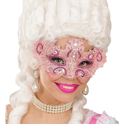 ANTIFAZ ENCAJE ROSA DECO GLITTER/GEMAS