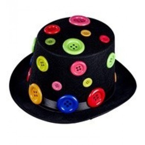 SOMBRERO COPA NEGRO BOTONES COLORES
