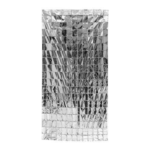   CORTINA METAL A CUADROS PLATA 1X2M