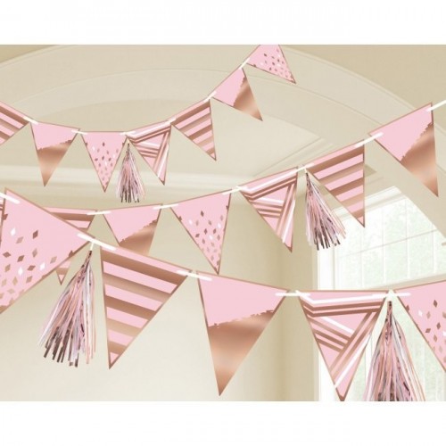 BANDERIN TRIANGULO ROSA ORO 2,55MT