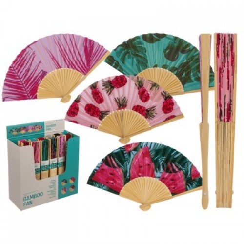 ABANICO BAMBU TROPICAL 21CM
