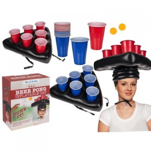 JUEGO GORRO HINCHABLE BEER PONG