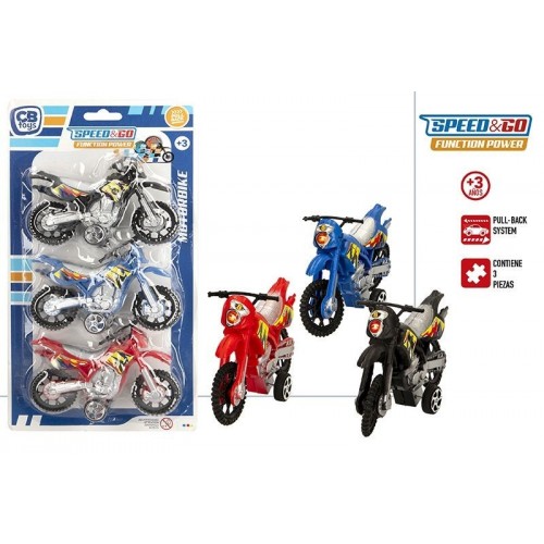 CAJA 3 MOTOS FRICCION MOD.SURT 12CM