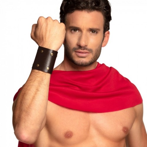 PAR BRAZALETE CUERO MARRON ROMANO