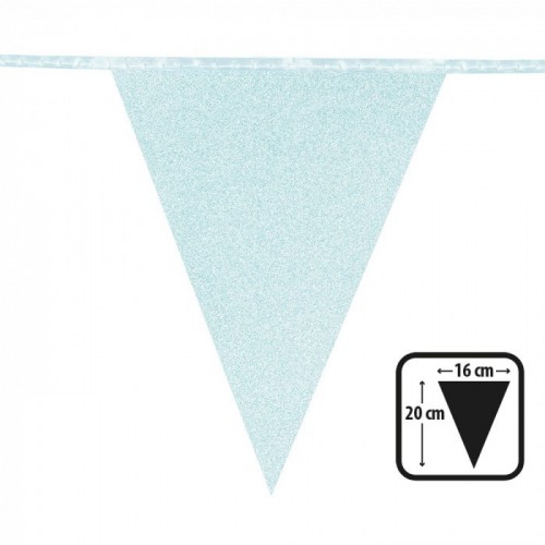   BANDERIN PAPEL GLITTER CELESTE 6MT
