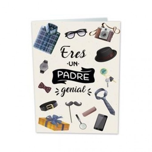 TARJETA POSTAL ERES PADRE GENIAL  