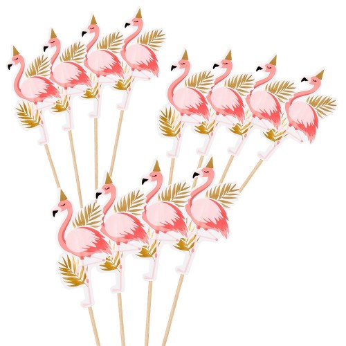   12 PICK COCTEL FLAMINGO 13CM