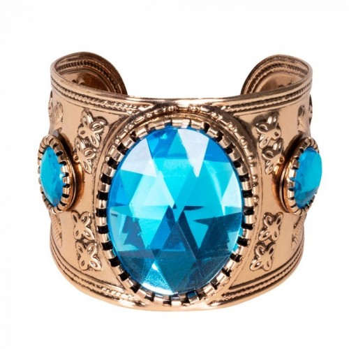 BRAZALETE METAL ORO PIEDRA TURQUESA