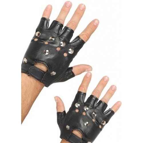 GUANTES TACHUELAS NEGROS S/DEDOS