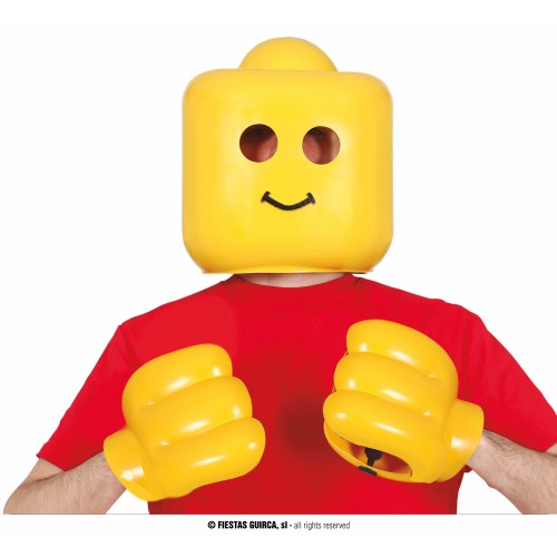 SET MASCARA MANOS MUÑECO LEGO JUGUETE