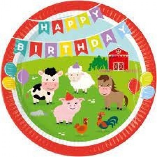   8 PLATOS ANIMALES GRANJA 23CM