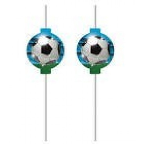   4 PAJITAS PAPEL FUTBOL 22CM