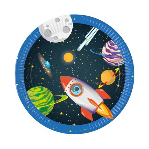   8 PLATOS CARTON EL ESPACIO 23CM