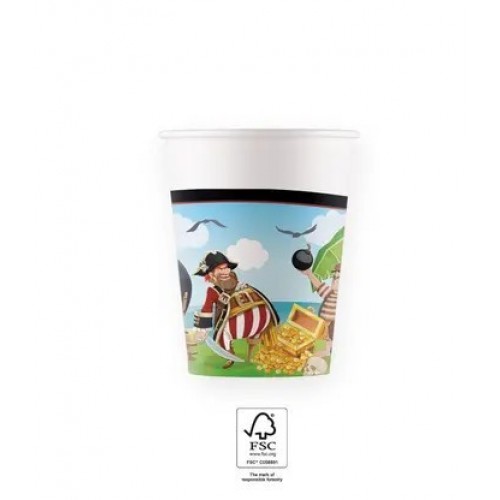   8 VASOS CARTON PIRATAS 200ML