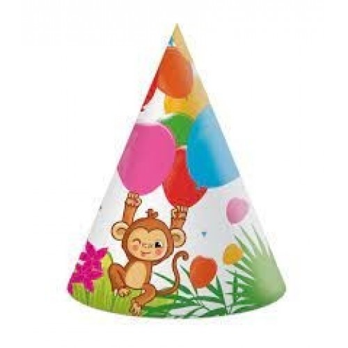   6 SOMBREROS CONO ANIMAL JUNGLA