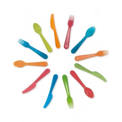 12 CUBIERTOS PL REUTILABLE MULTICOLOR