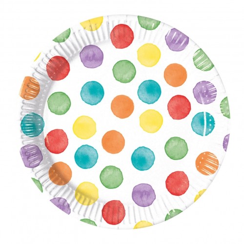   8 PLATOS TOPOS MULTICOLOR 20CM